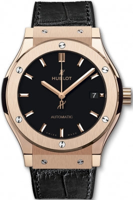 Hublot Classic Fusion with Matte Black Dial in Rose Gold on Alligator Diamonds International