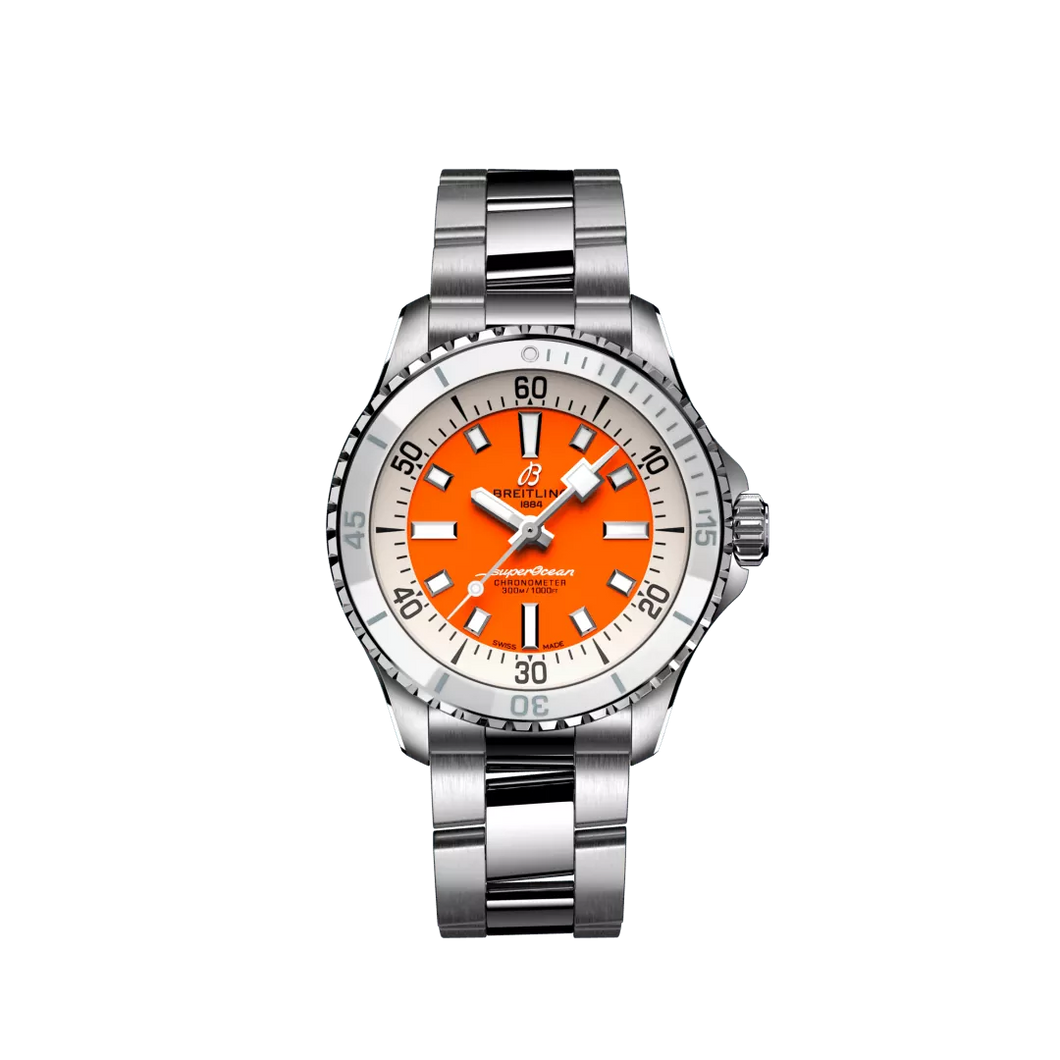 Breitling Superocean 36MM in Stainless Steel with Orange Dial