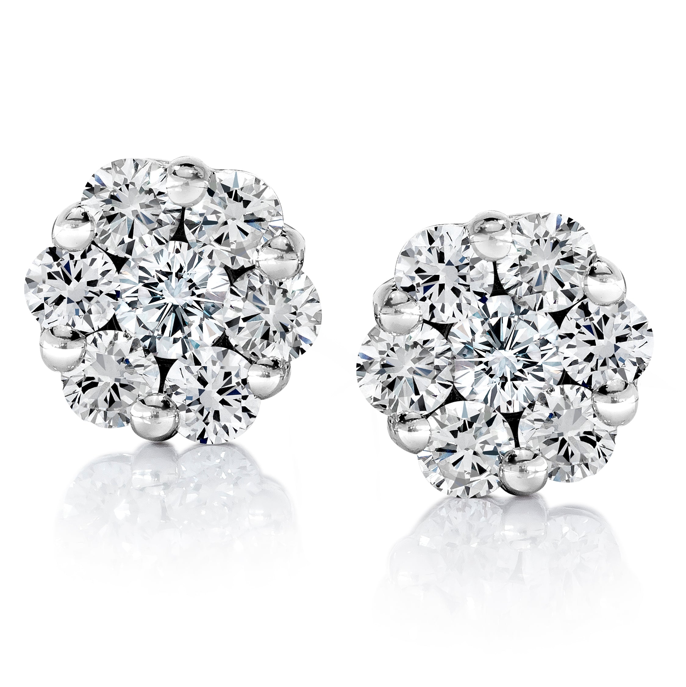 Cluster Diamond Earrings set in 14k White Gold – Diamonds